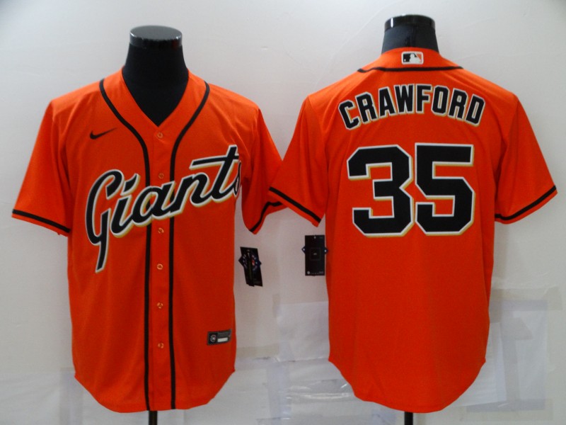 Cheap Men San Francisco Giants 35 Crawford Orange Game Nike 2021 MLB Jersey